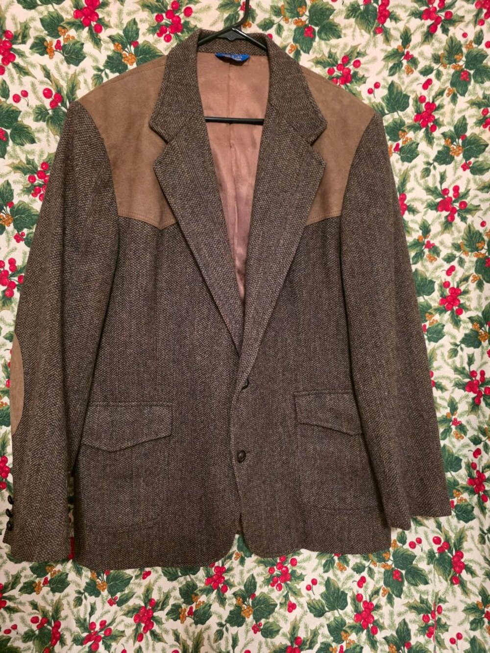 😎Vintage Pendleton 100% Virgin Wool w Leather Blazer Men's 46L